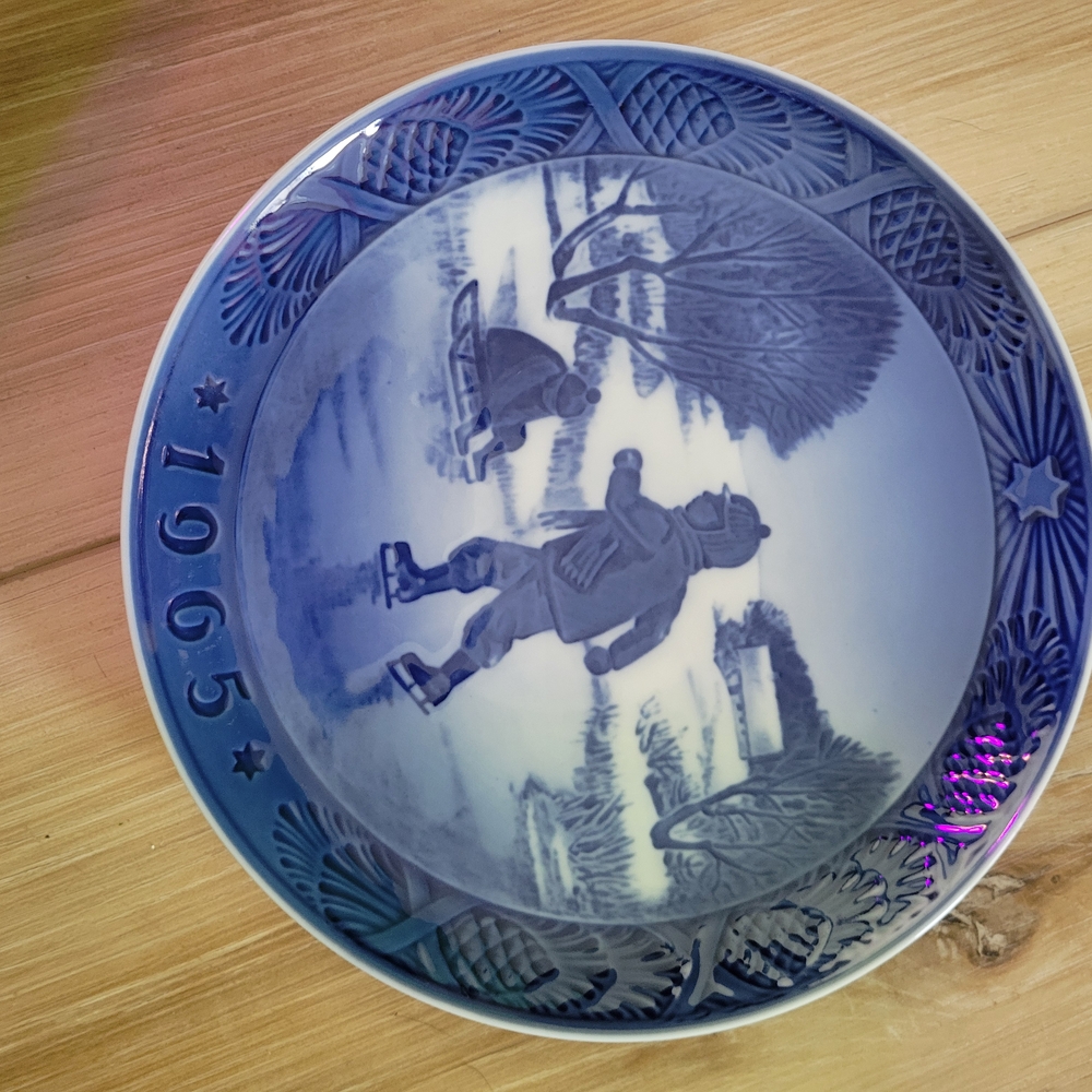 Lange White Decorative Plate with Blue Accents